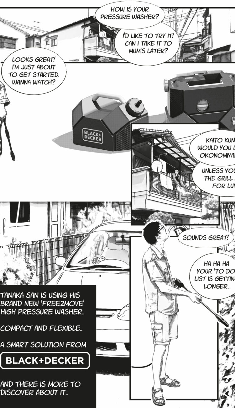 manga style product presentation